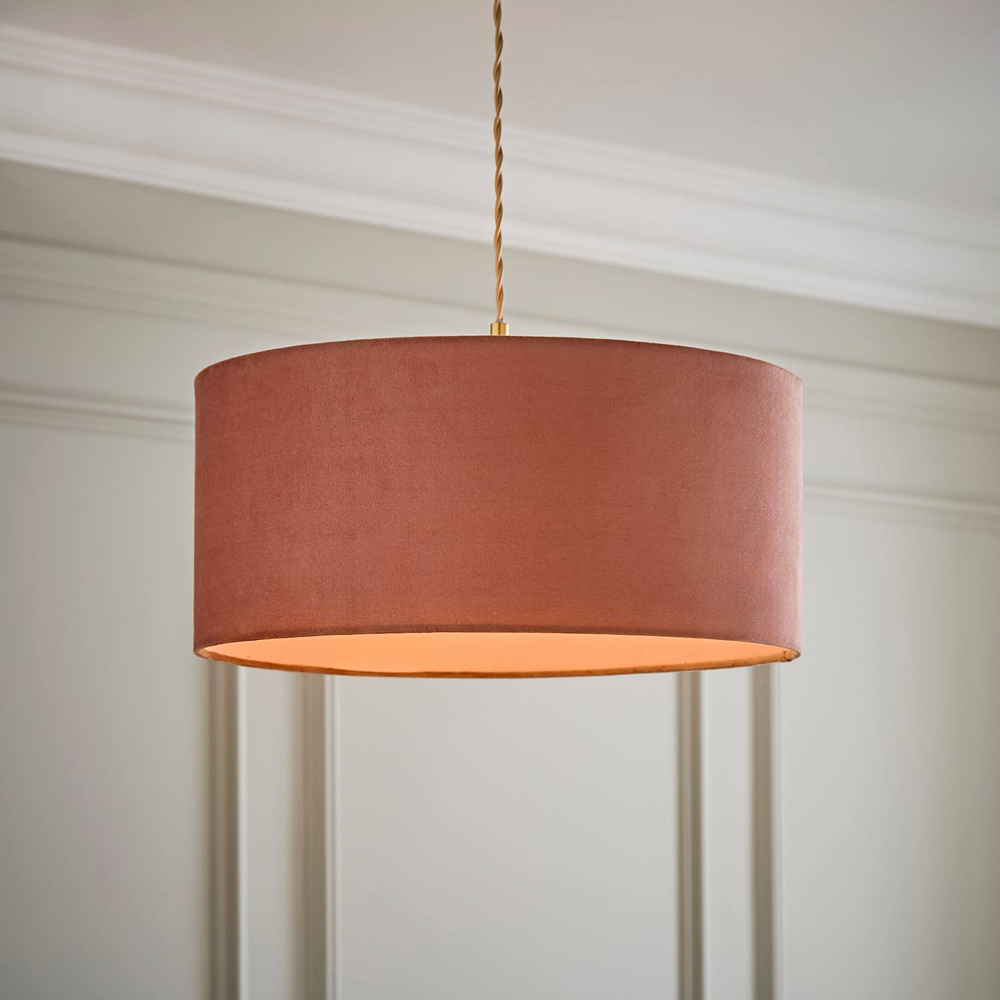 ValueLights Ashley Pink Velvet Squat Drum Easy Fit Lamp Shade 45cm Image 5