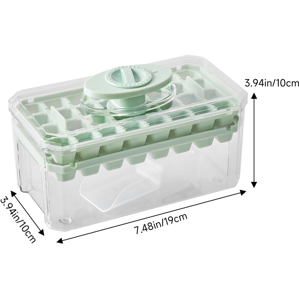 Living and Home Green 64 Grid Press Type Ice Cube Mold Box Image 8