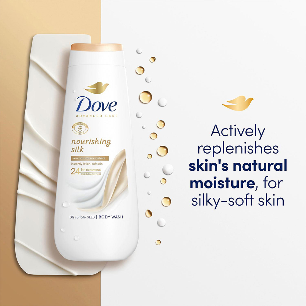 Dove Advanced Care Nourishing Silk Body Wash 400ml 8 Pack Image 5