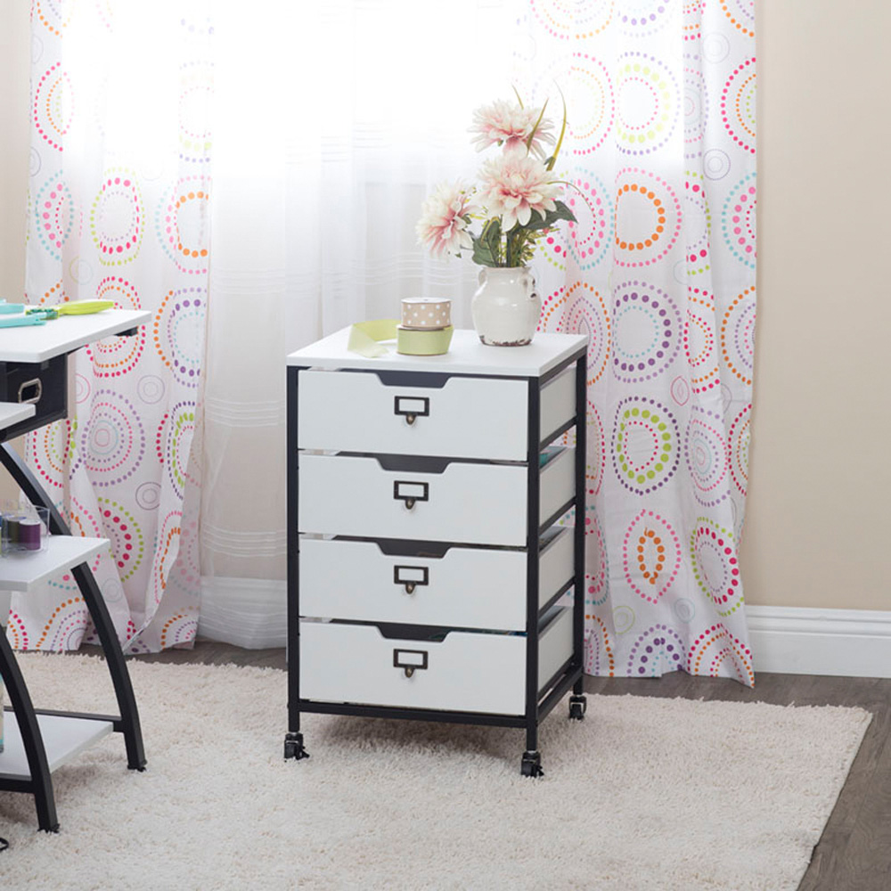 Sewing Online 10224 4 Drawer White with Black Frame Mobile Storage Organiser Image 7