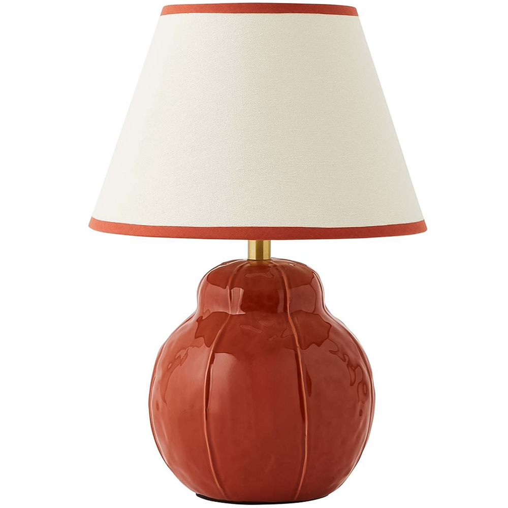 ValueLights Gourdette Tapered Trim Shade Burnt Orange Glazed Table Lamp with Bulb Image 1