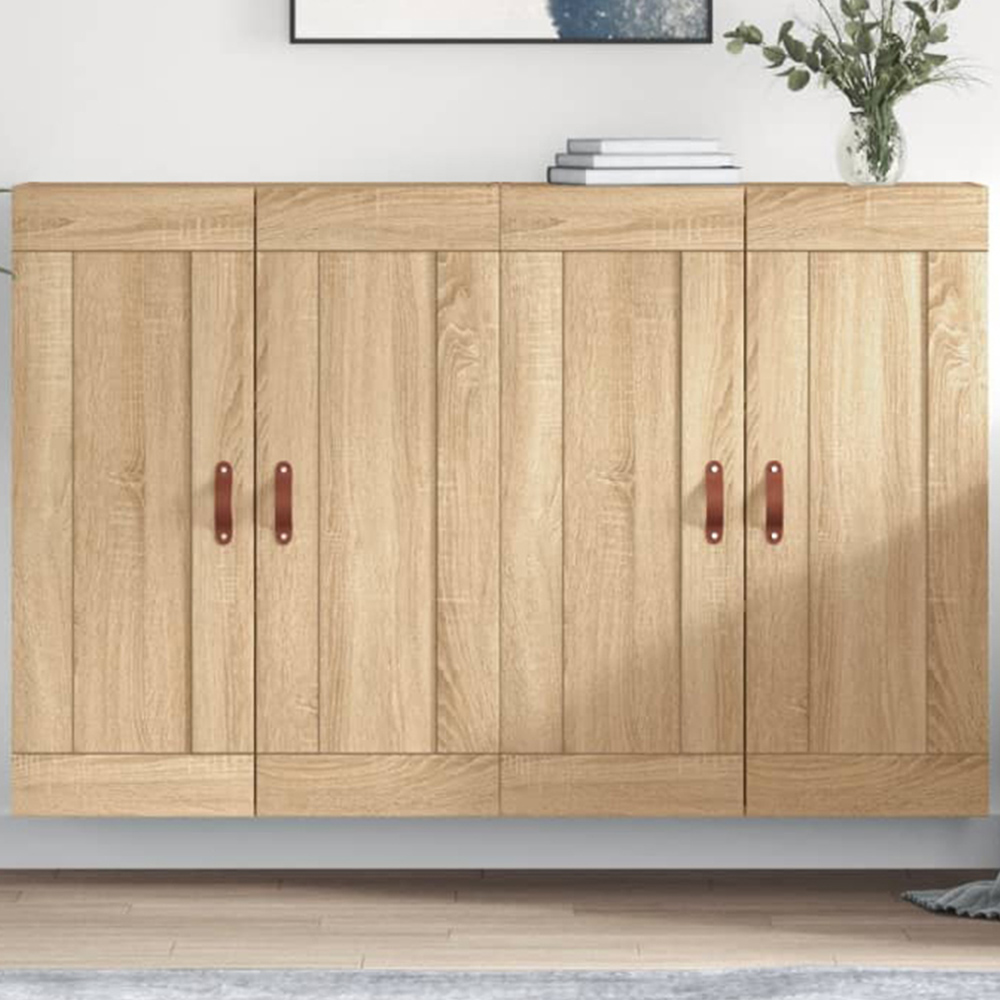 vidaXL 2 Door Brown Sonoma Oak Wall Mounted Cabinet 2 Pack Image 1