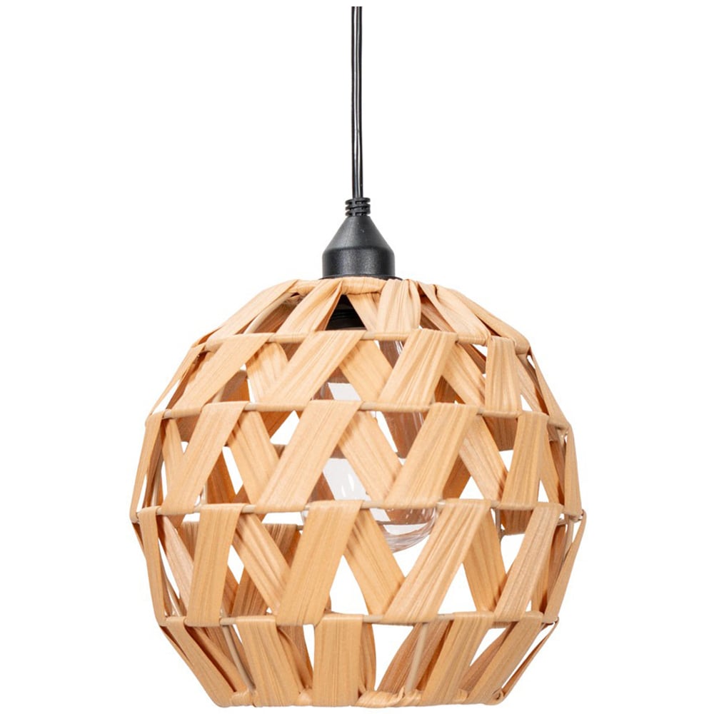 ValueLights Natural Rattan Ball Battery Operated Outdoor Hanging Pendant Garden Light Image 1