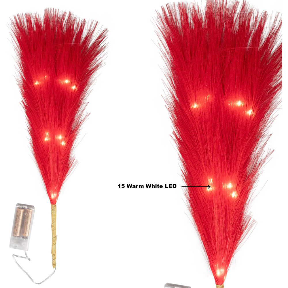 Shatchi Pre Lit Red Pampas Grass 45cm Image 4