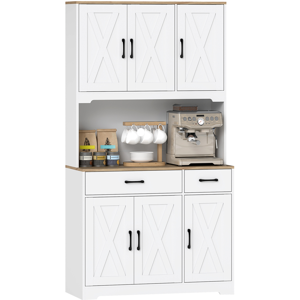 Portland 6 Door 2 Drawer Single Shelf White Tall Kitchen Cupboard Image 2