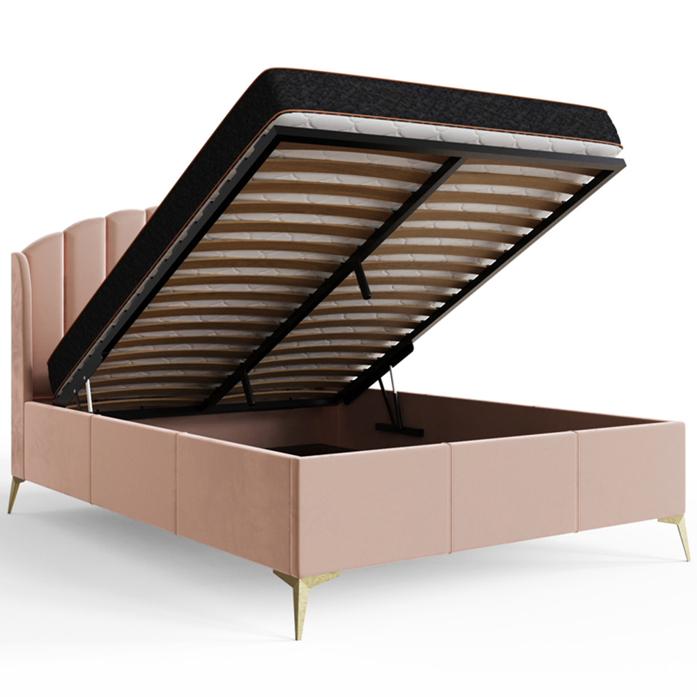 GFW Pettine King Size Blush Pink End Lift Ottoman Storage Bed Image 3