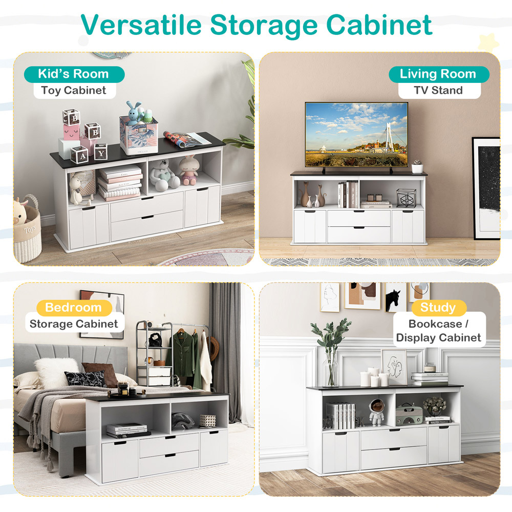 Costway 4 Drawer 2 Shelf White Kids Toy Storage Organiser Wilko