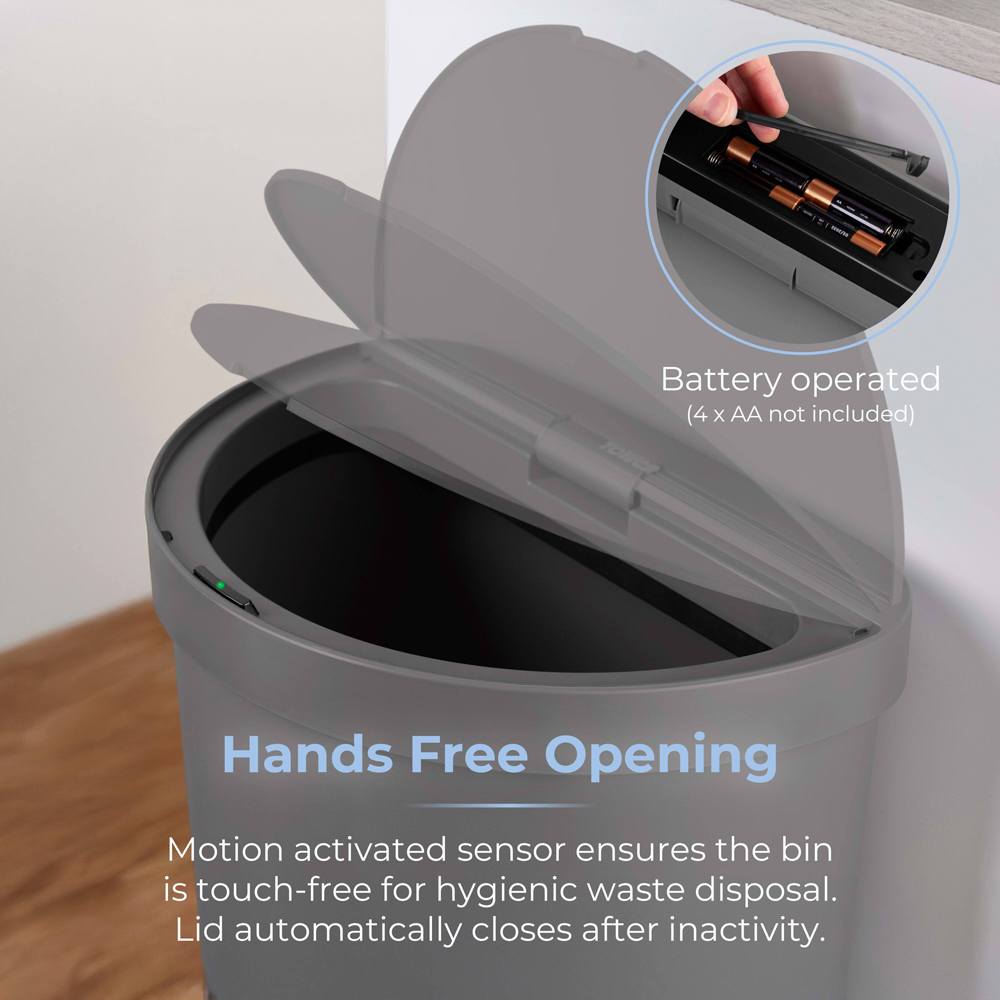 Tower Grey Curved Sensor Bin 50L Image 4