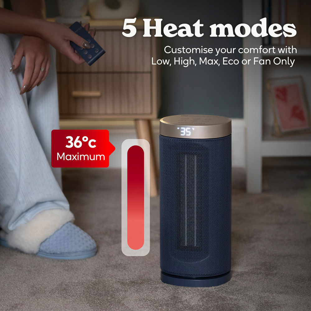 Russell Hobbs RHCTH2001OP-SMT Soft Navy and Champagne Round Wi-Fi Enabled Ceramic Heater 2000W Image 6