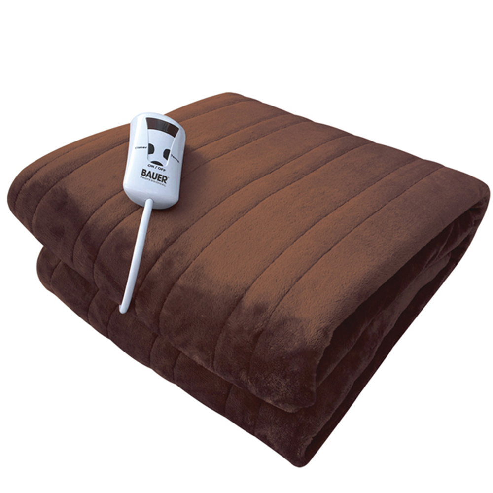 Bauer Luxury Brown Soft Touch Heated Throw 120 x 160cm Image 1