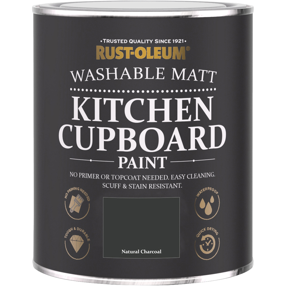 Rust-Oleum Kitchen Cupboard Natural Charcoal Washable Matt Paint 750ml Image 2
