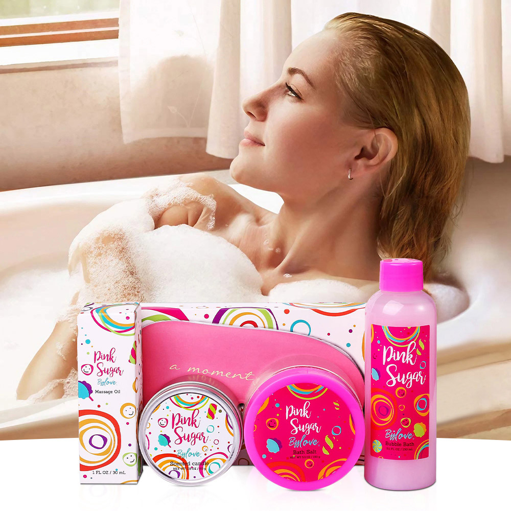 Living and Home 5 Piece Pink Spa Bath Gift Box Image 4