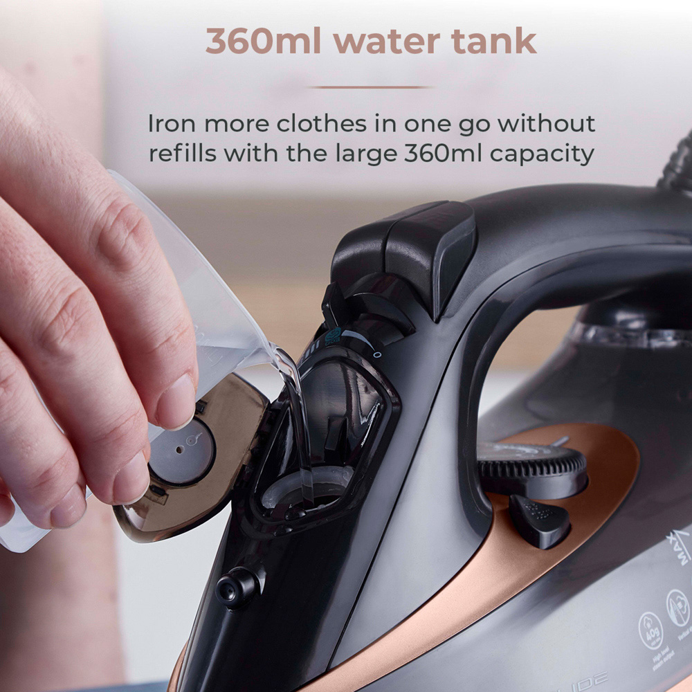 Tower CeraGlide Black and Rose Gold Ultra Speed Iron 3100W Image 6