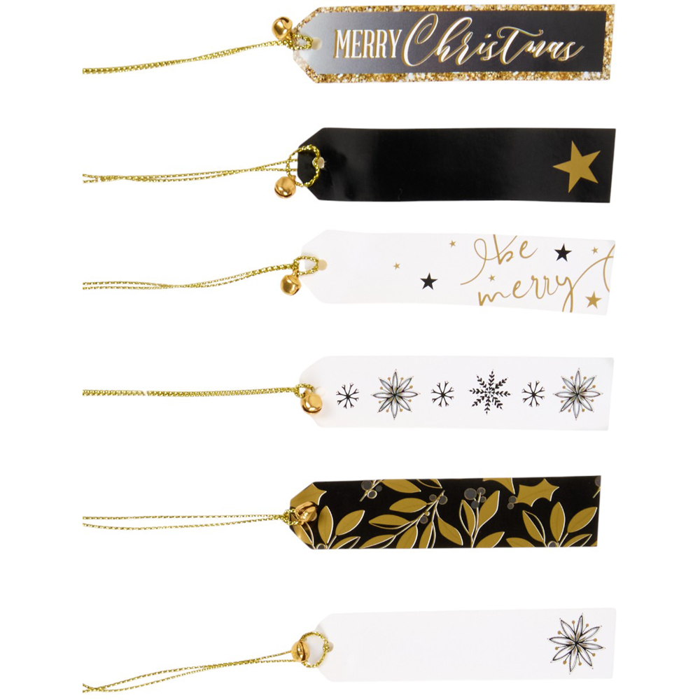 Pack of 12 Black and Gold Luxury Gift Tags - Black Image 3