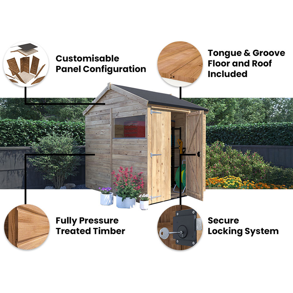 Dunster House Overlord 6 x 8ft Modular Brown Superfelt Apex Bike Shed Image 6