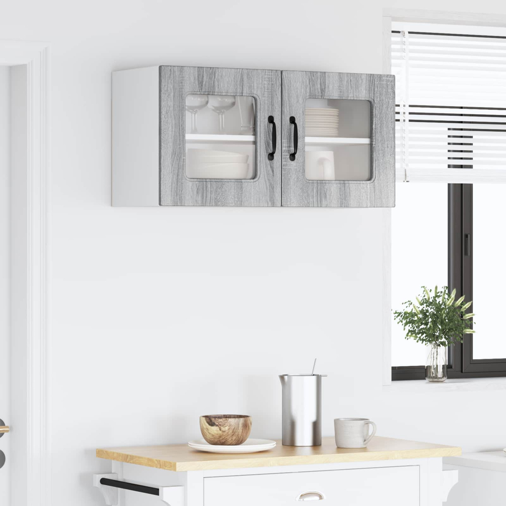 vidaXL Kalmar 2 Door Grey Sonoma Wall Kitchen Cabinet Image 9