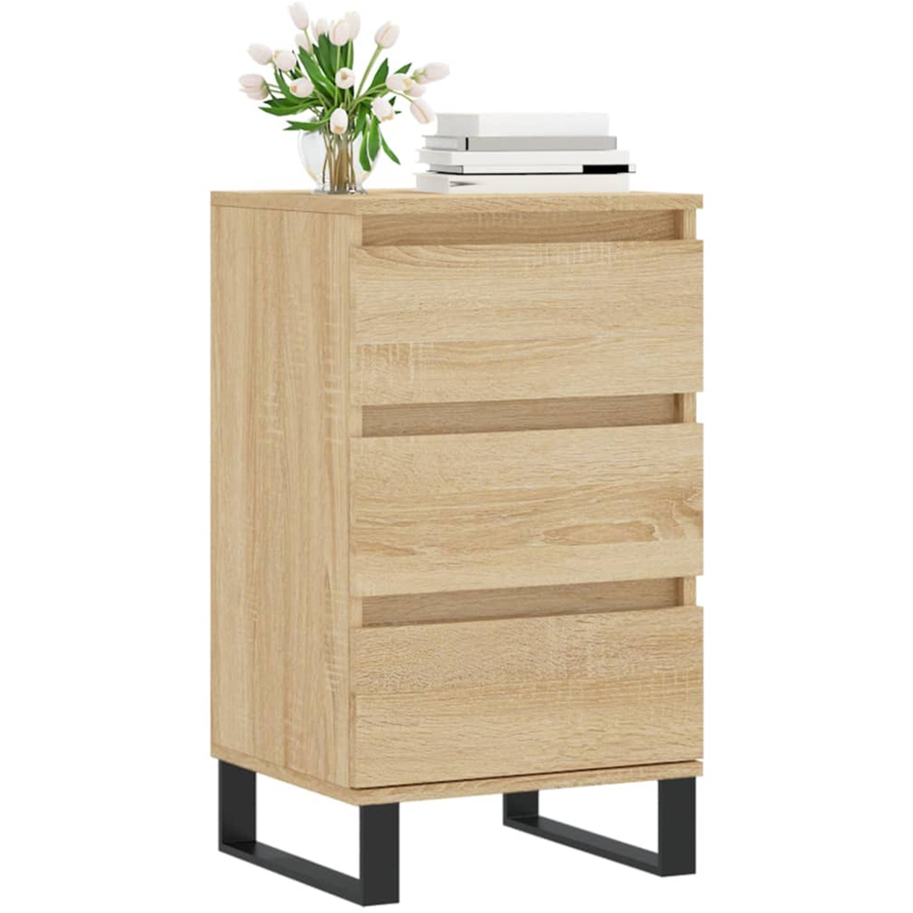vidaXL 3 Drawer Sonoma Oak Sideboard Image 3