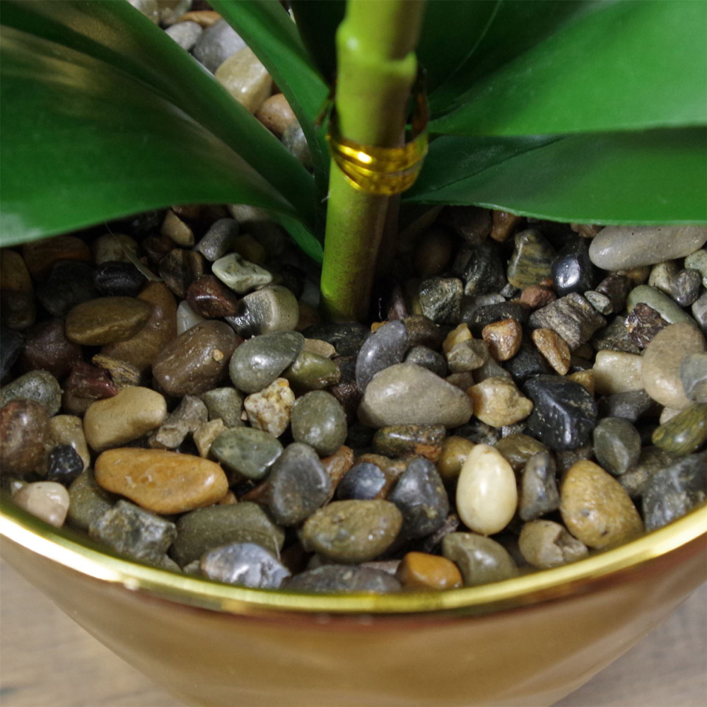 Leaf Purple and White Phalaenopsis Orchid Artificial Plant with Gold Pot 50cm Image 5