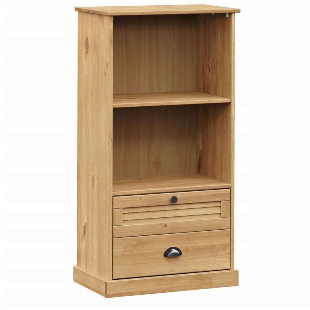 vidaXL Vigo 2 Drawer 2 Shelf Brown Solid Pine Wood Bookcase Image 2