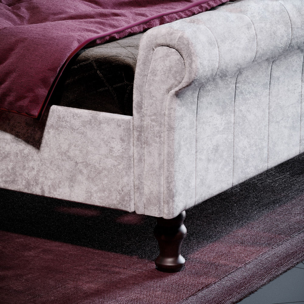 Vida Designs Violetta King Size Silver Crushed Velvet Bed Frame Image 4