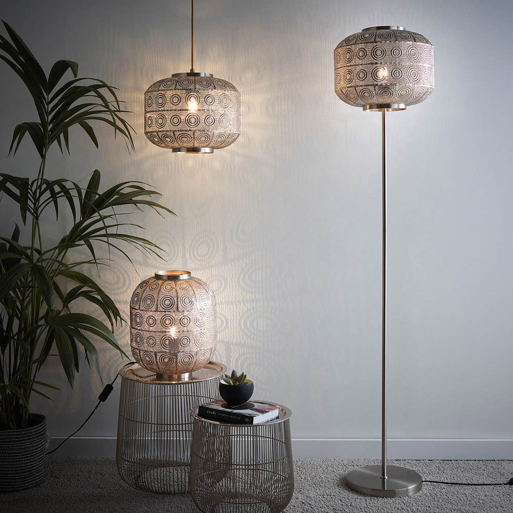 Kliving Enva Satin Nickel Moroccan Style Floor Lamp Image 2