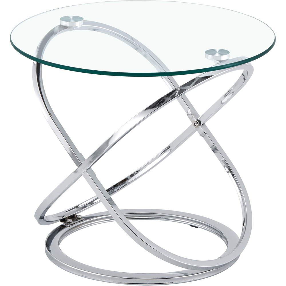 Comfy Living Silver Effect Tempered Glass Side Table Image 2