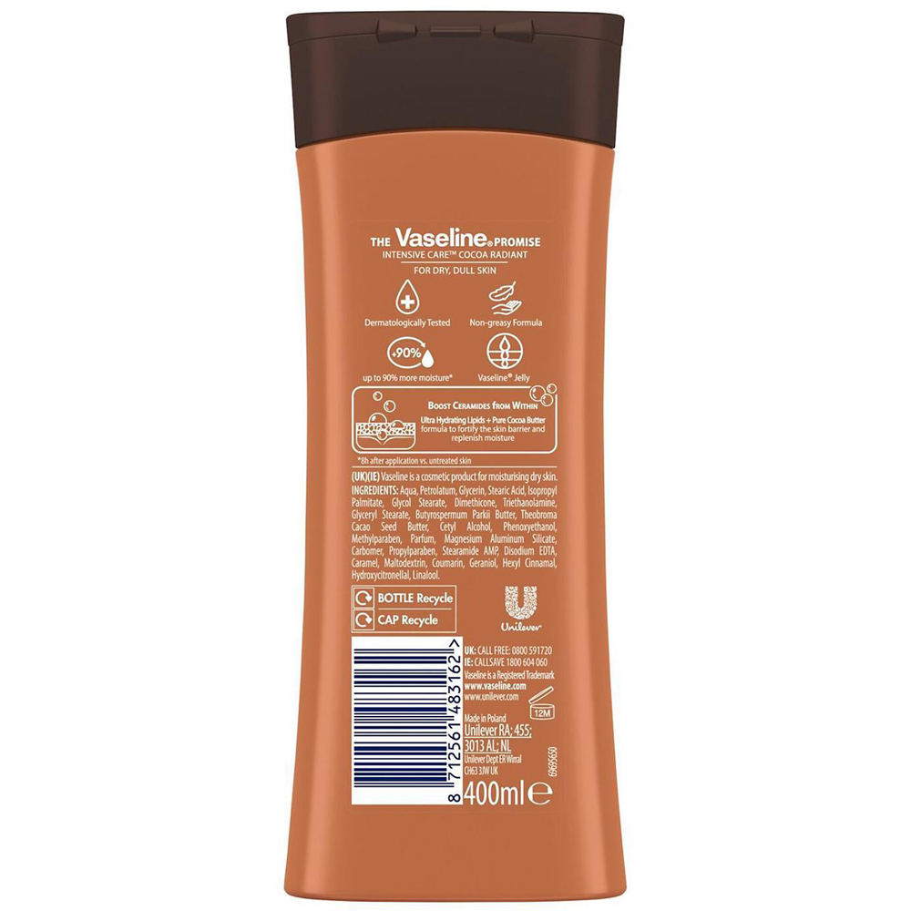 Vaseline Intensive Care Dry Skin Cocoa Radiant Body Lotion 400ml 8 Pack Image 3
