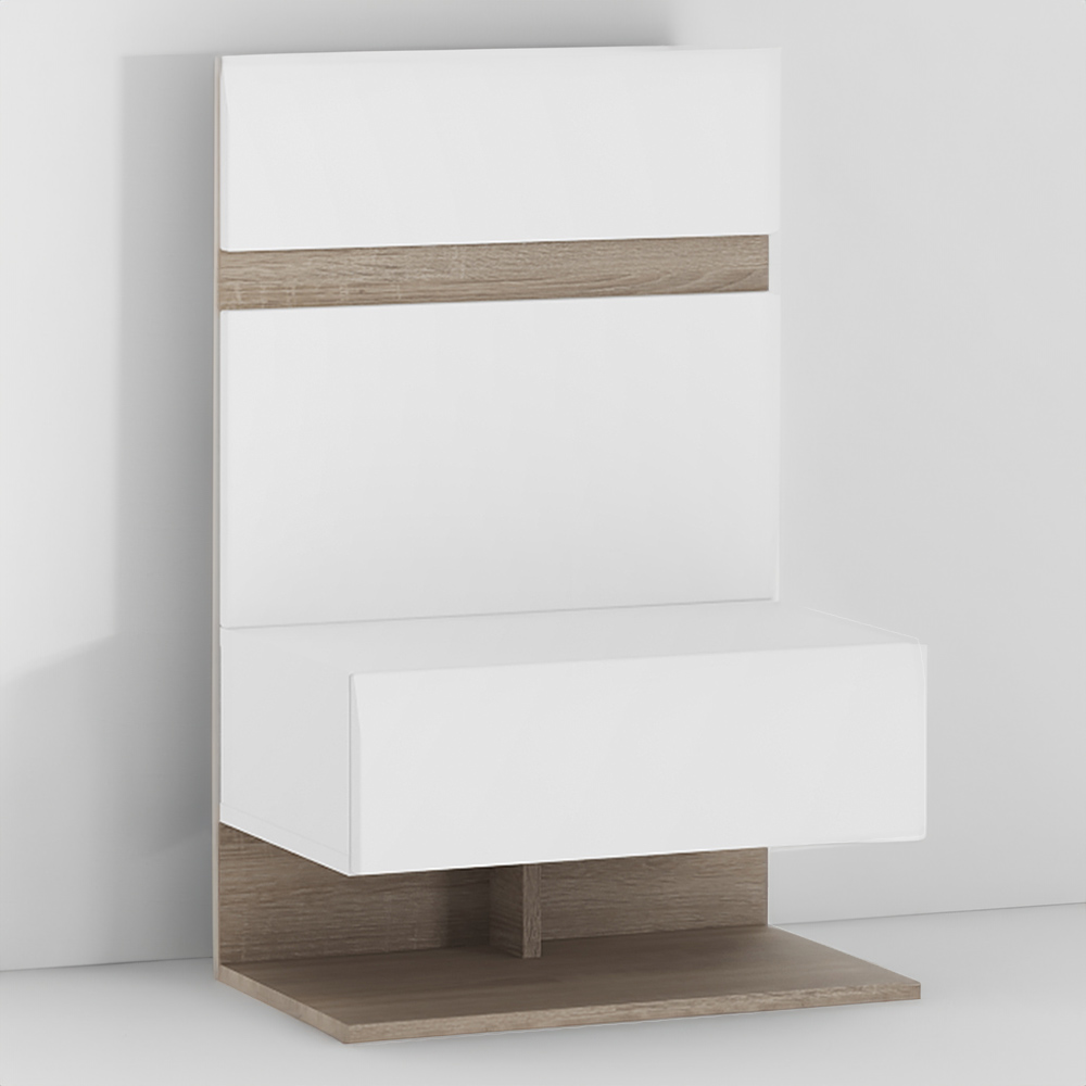 Florence Chelsea Single Drawer White and Oak Bedroom Bedside Extension Image 1