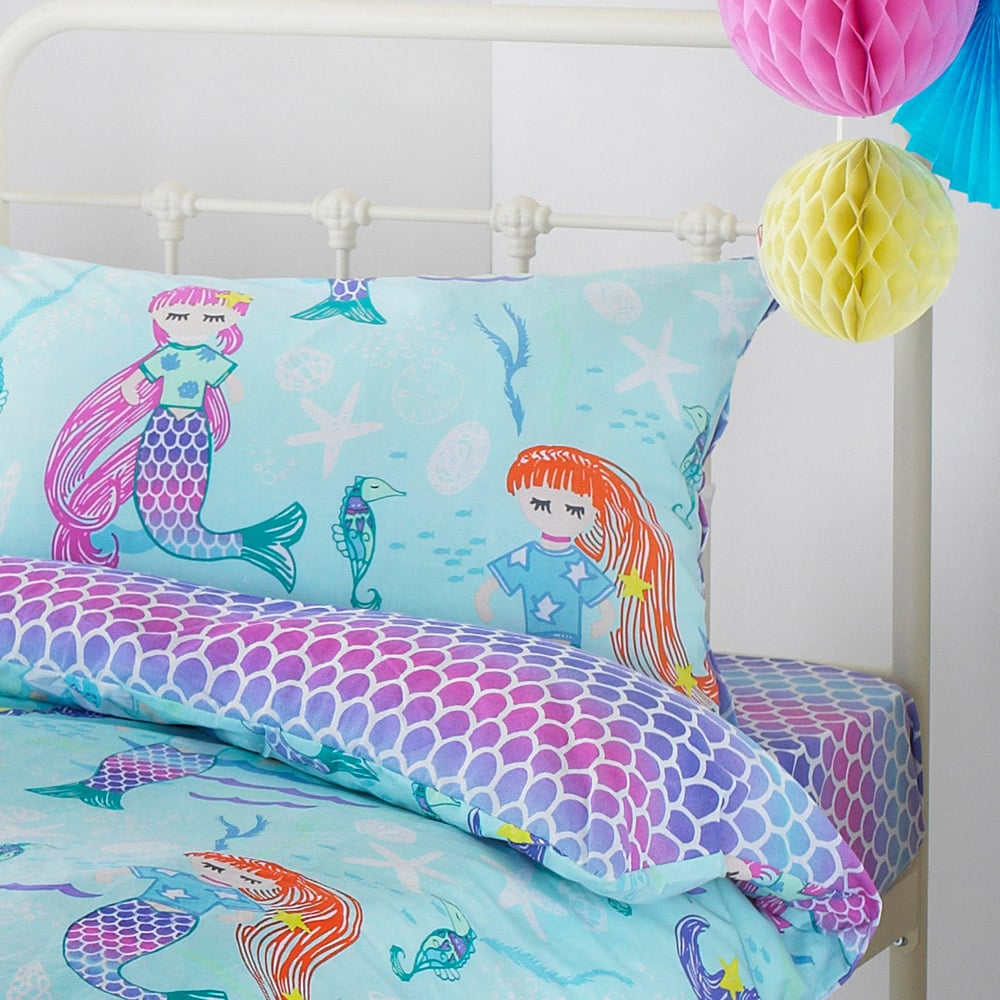 little furn. Mermaid Toddler Multicolour Kids Duvet Cover Set Image 3
