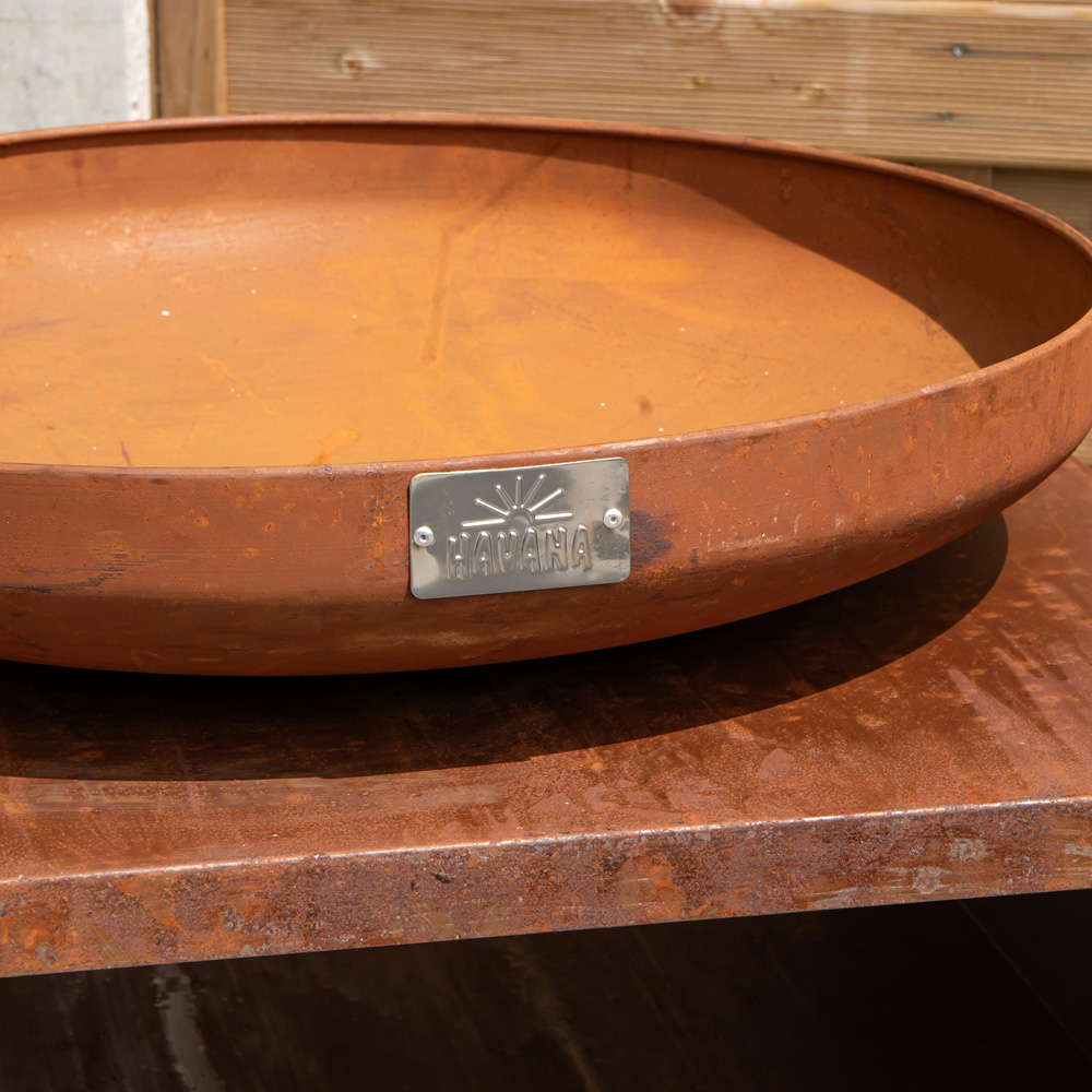 Havana Tierra Outdoor Steel Fire Bowl and Log Store 37cm Image 4