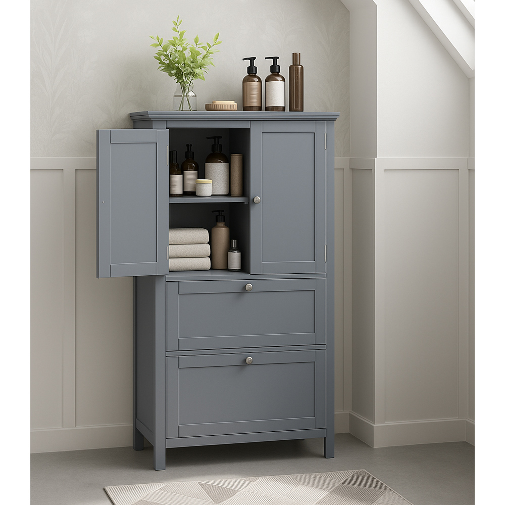 Modcraft 2 Door 2 Drawer Grey Bathroom Storage Cabinet Image 6