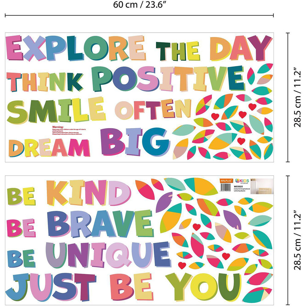 Walplus Colourful Inspirational Lettering Quote Kids Bedroom Self Adhesive Wall Stickers Image 5