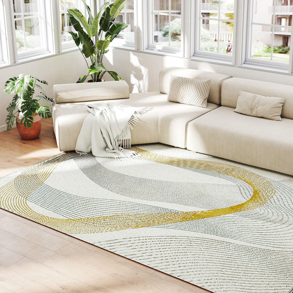 HOMCOM Cream White Flowing Lines Allergy Friendly Rug 230 x 160cm Image 3