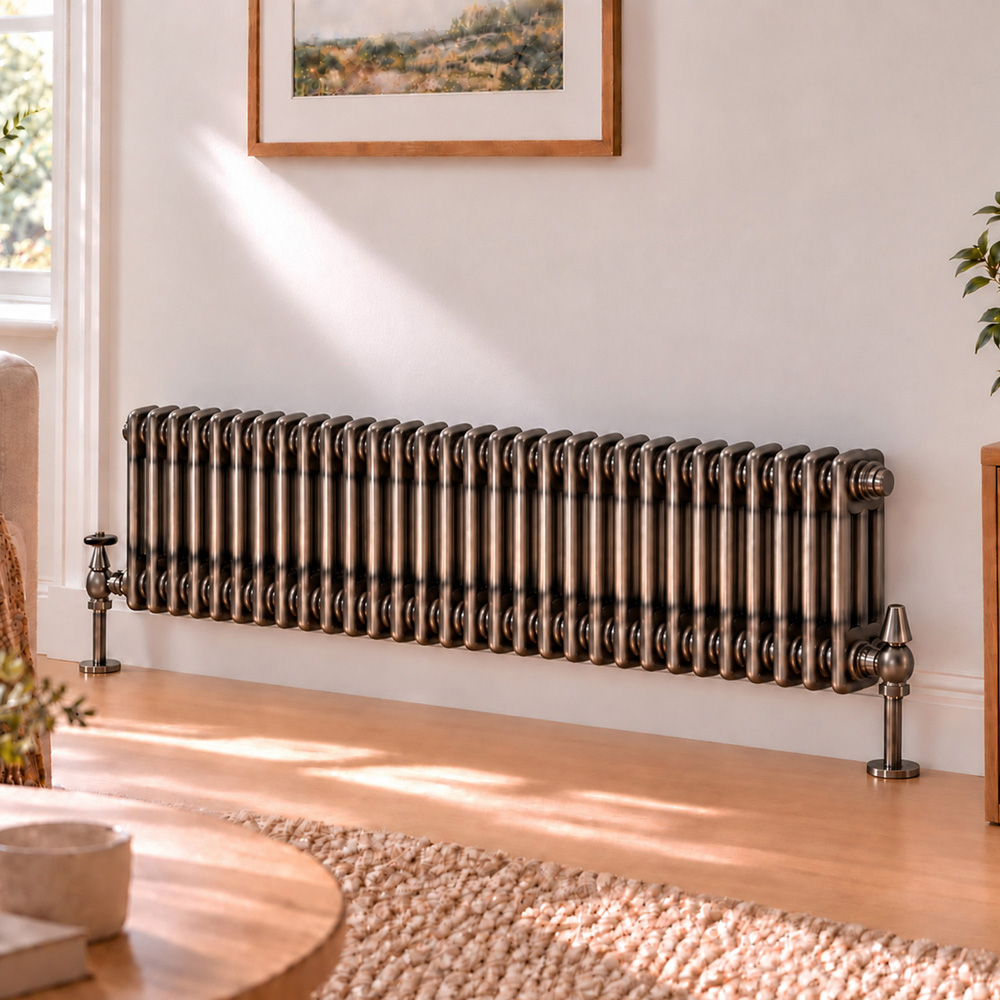 Go Bathrooms Clarence Raw Metal 3 Column 30 Section Radiator 300 x 1370mm Image 2