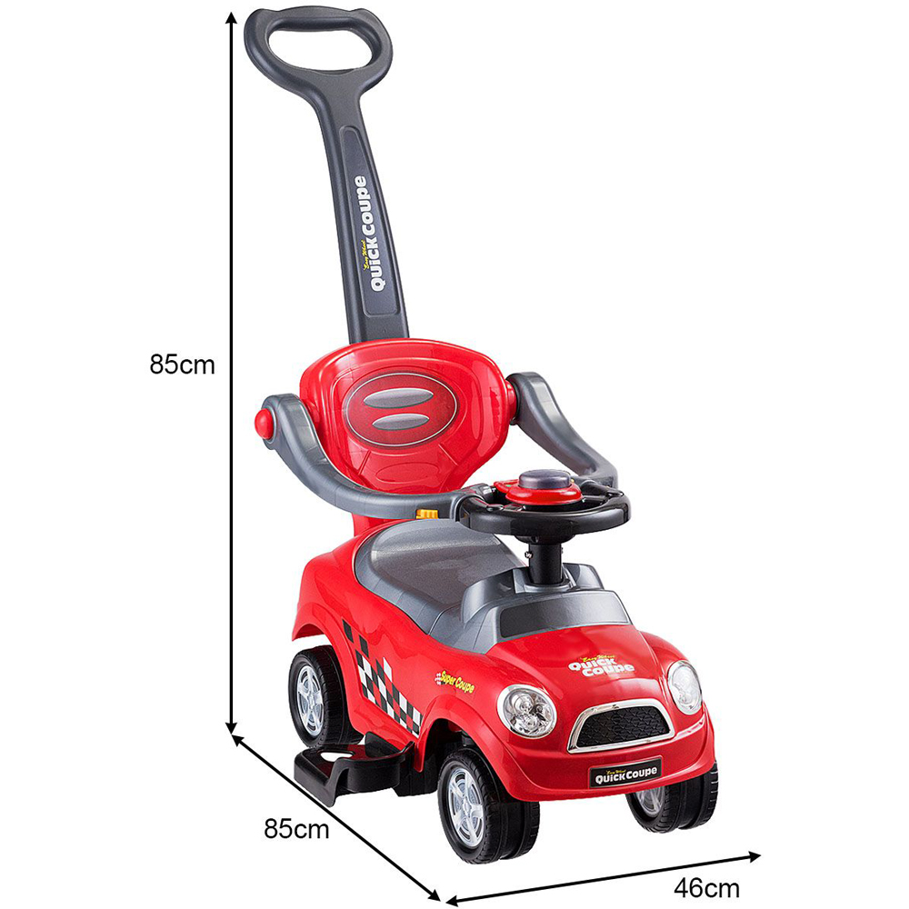Costway 3 in 1 Red Kids Ride On Car with Push Handle Image 6