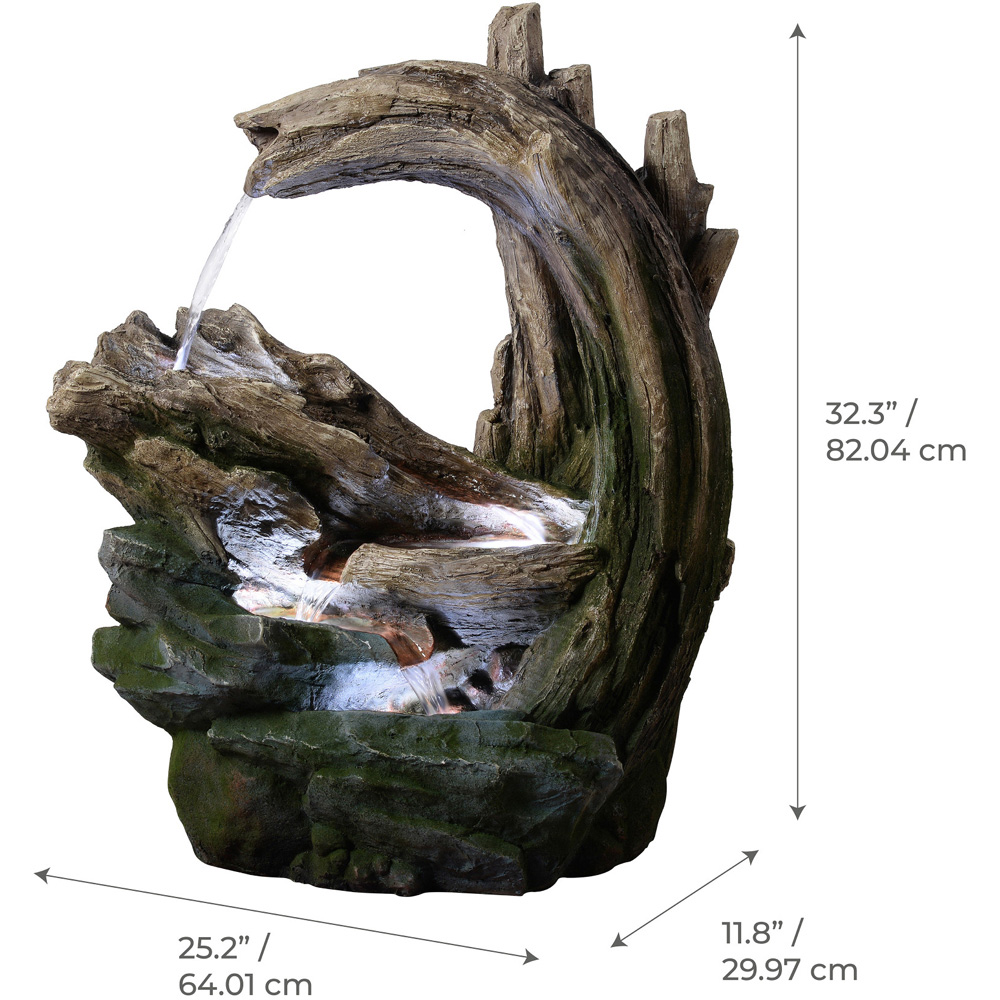 Teamson Home Grey Cascading Faux Rock and Wood Water Fountain 81cm Image 9