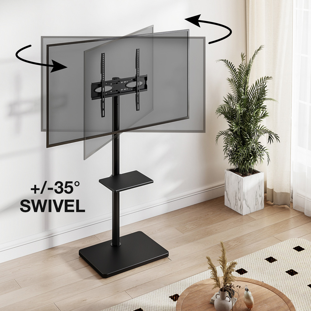 TTAP Black and Rectangular Black Base Single Shelf Floor Pedestal TV Stand Image 5