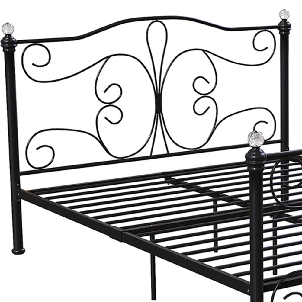 Vida Designs Chicago King Size Black Metal Bed Frame Image 3