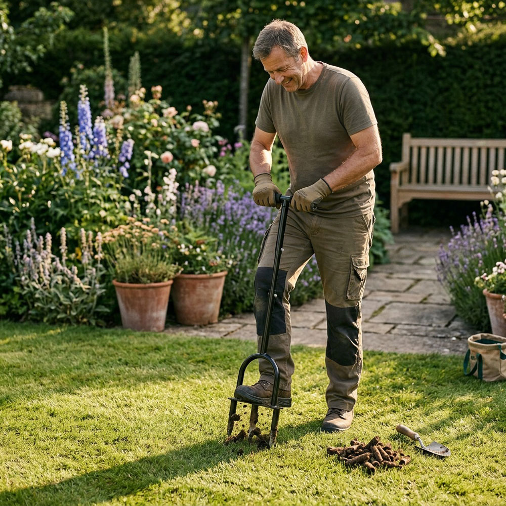 Harbour Housewares Black 4-Prong Lawn Aerator 24.5cm x 1m Image 4