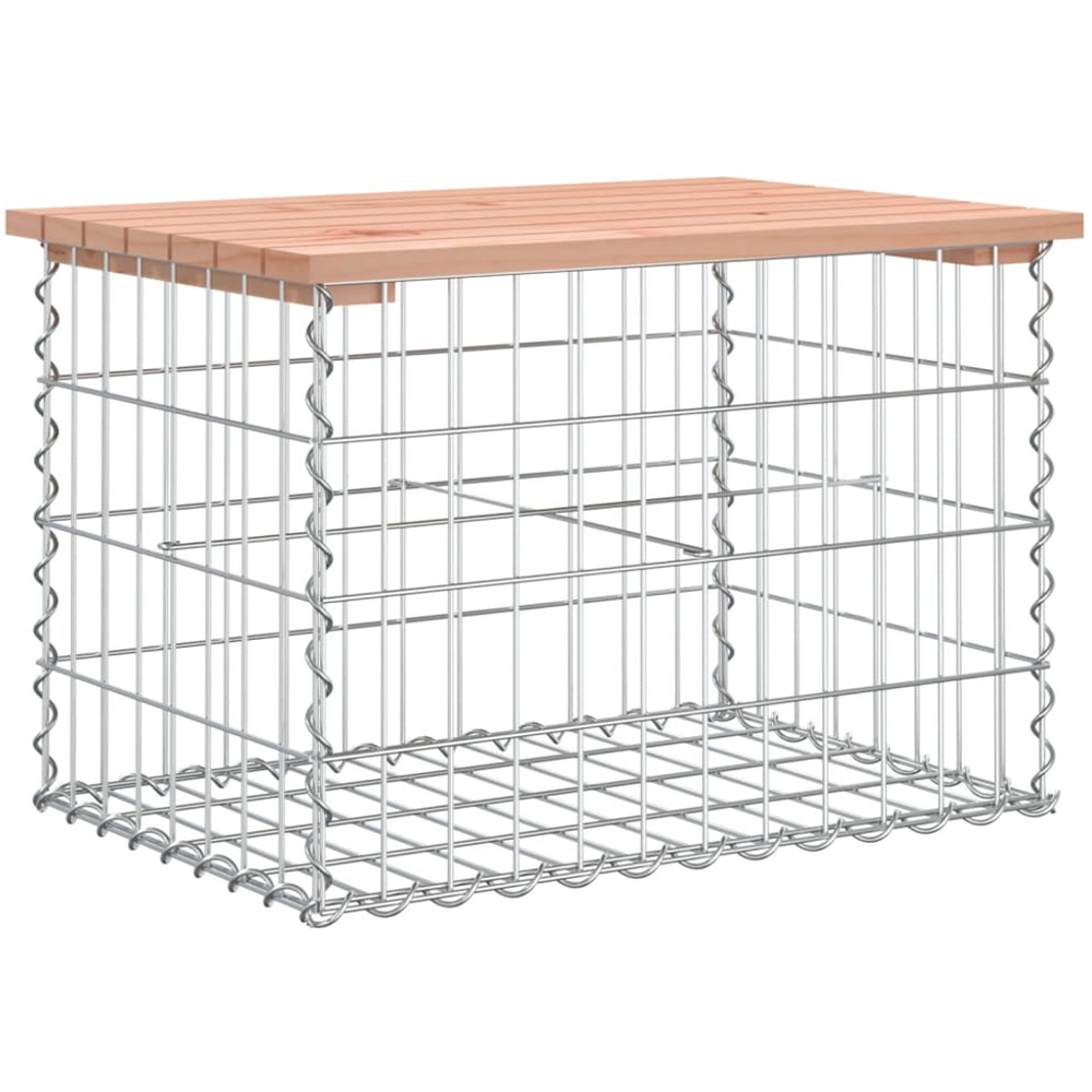 vidaXL Natural Solid Douglas Wood Gabion Design Garden Bench 63 x 44 x 42cm Image 4
