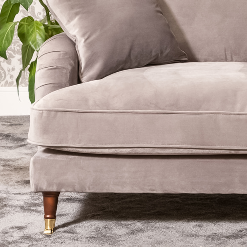 Mackenzie 3 Seater Grey Plush Velvet Sofa Image 3
