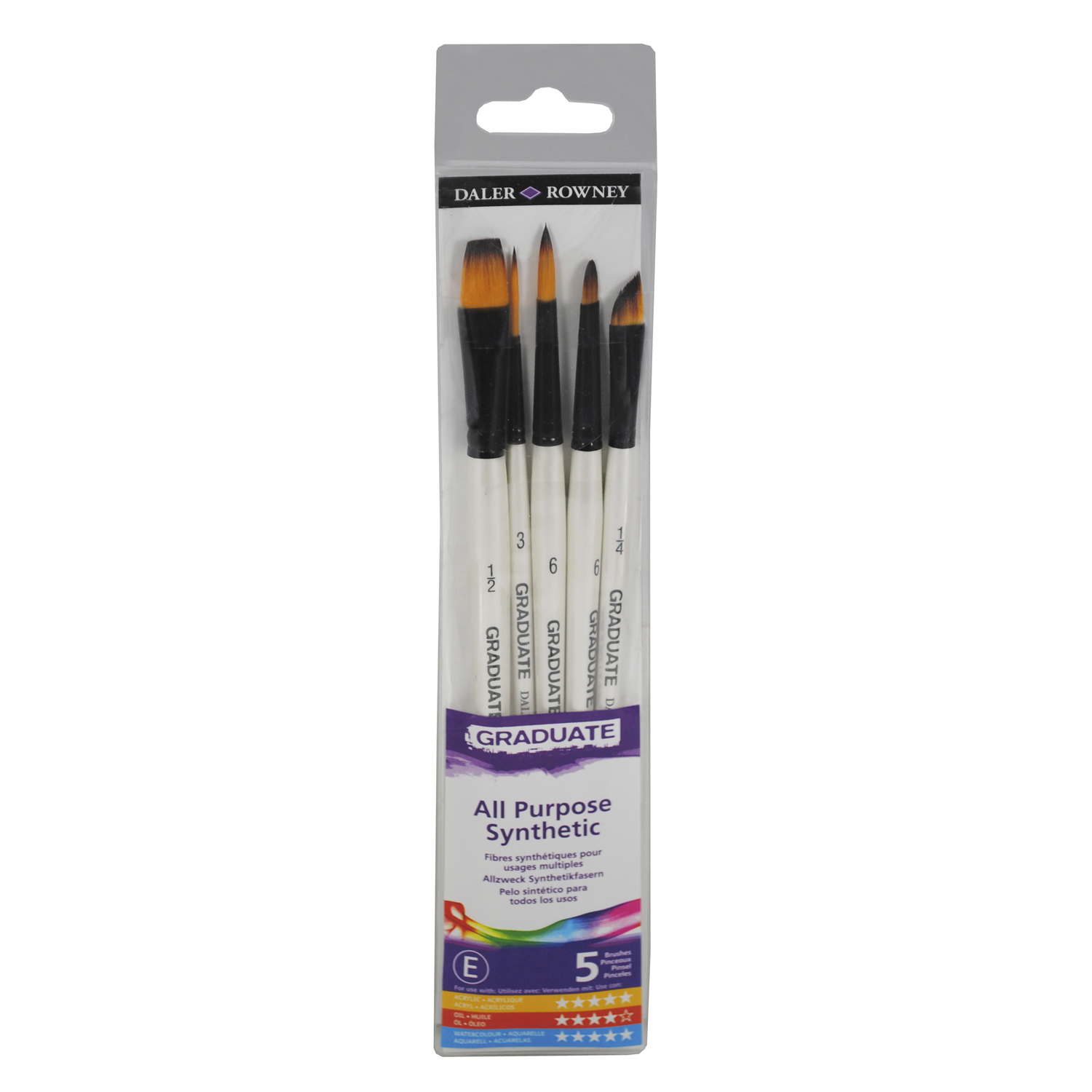Pack of Daler-Rowney Graduate All-Purpose Short Handle Brushes - 5 Image