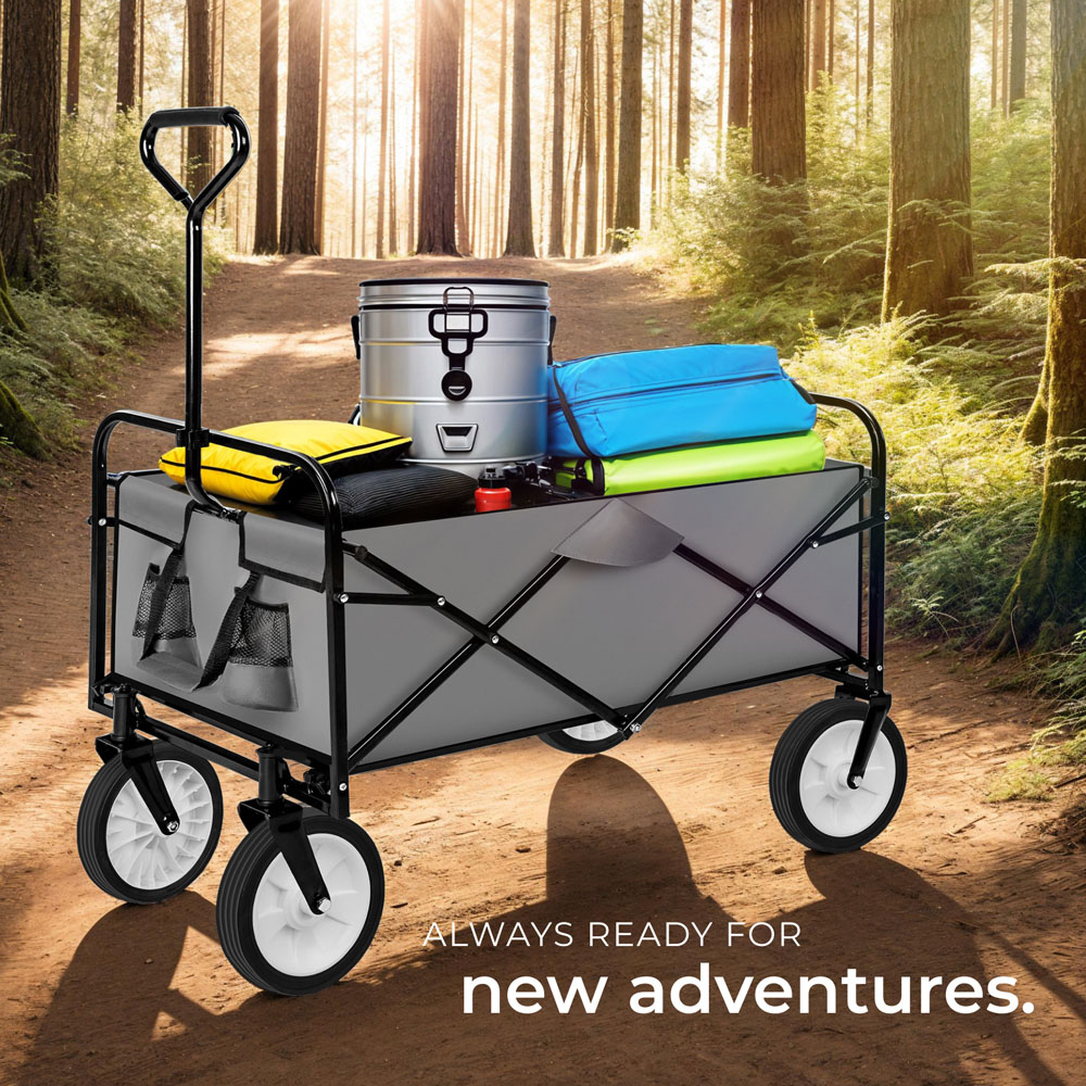 tectake Grey 2 Mesh Pocket Foldable Garden Trolley with 80kg Load Capacity Image 8