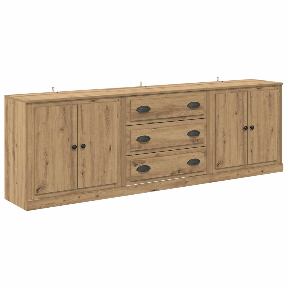 vidaXL 4 Door 3 Drawer Artisan Oak Modern Sideboard Set of 3 Image 2