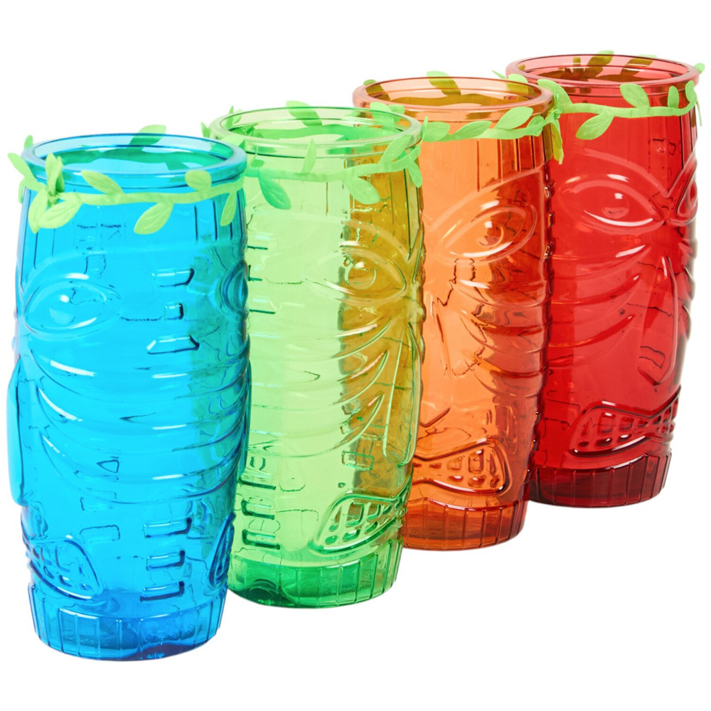 Tiki Bar Hut Serving Tray with 4 Glasses Image 6