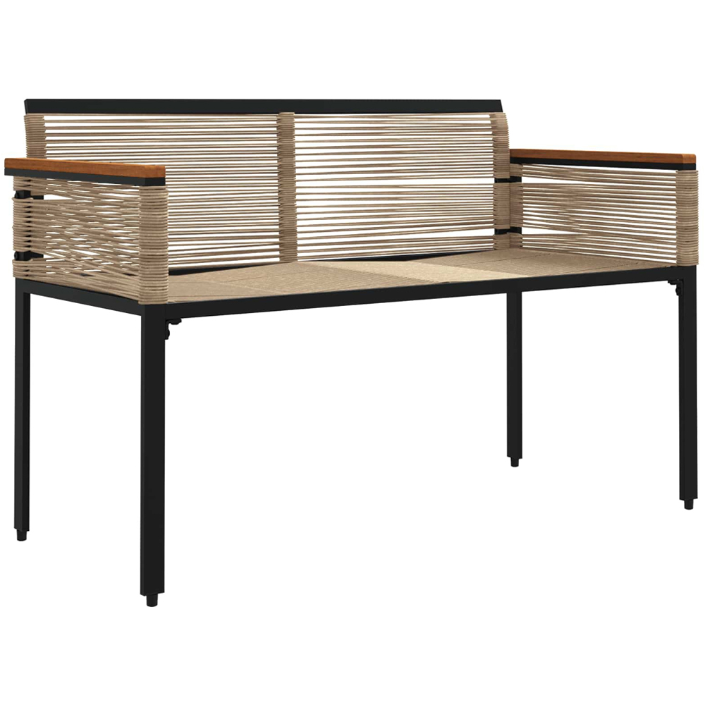 vidaXL Beige and Cream White Poly Rattan Garden Bench with Cushion 117 x 54 x 74.5cm Image 3