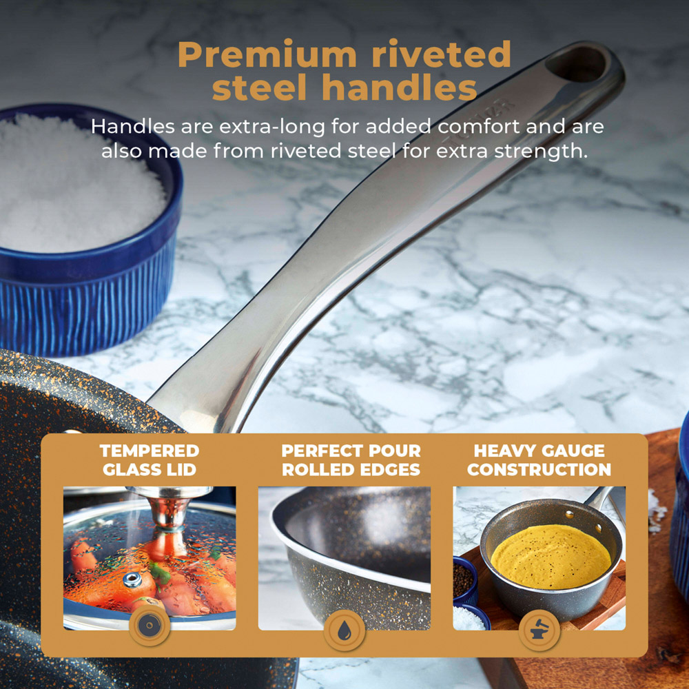 Tower 5 Piece Cerastone Pro Non Stick Pan Set with Glass Lids Image 6