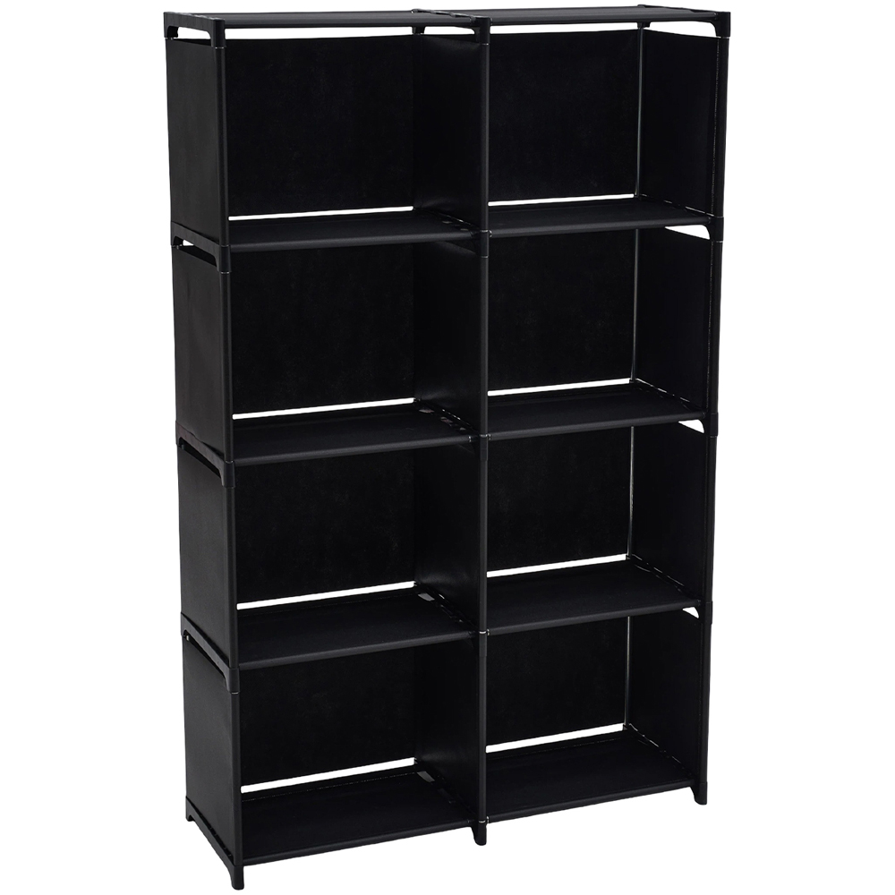Living and Home 4-Tier Black Double Row Storage Shelf with Metal Frame Image 1