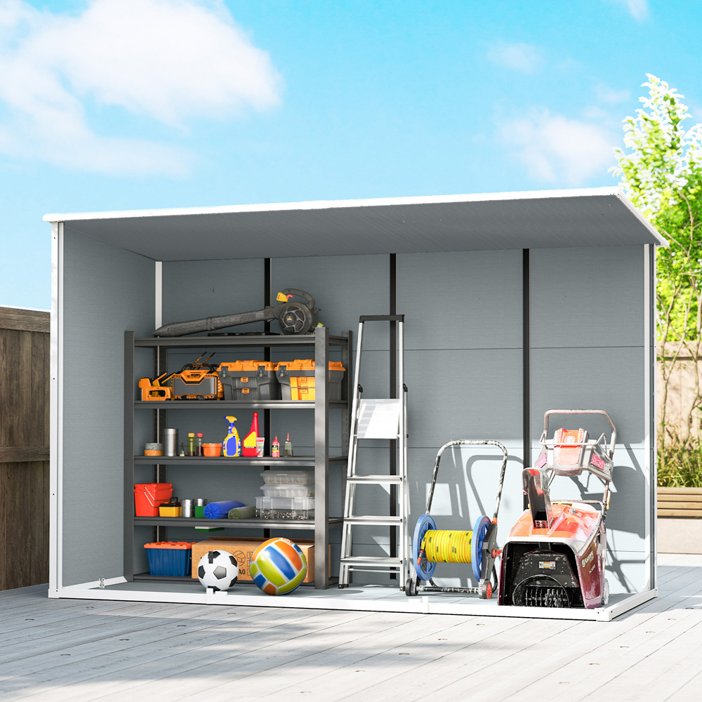 Outsunny 10 x 4ft Grey Pent Garden Shed with Built-In Floor Image 5