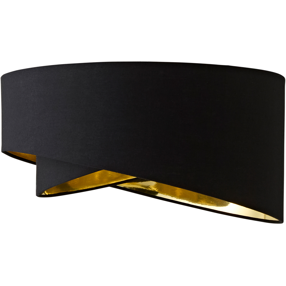 ValueLights Trekan 2 Layer Black with Metallic Gold Inner Pendant Lamp Shade 40cm Image 1